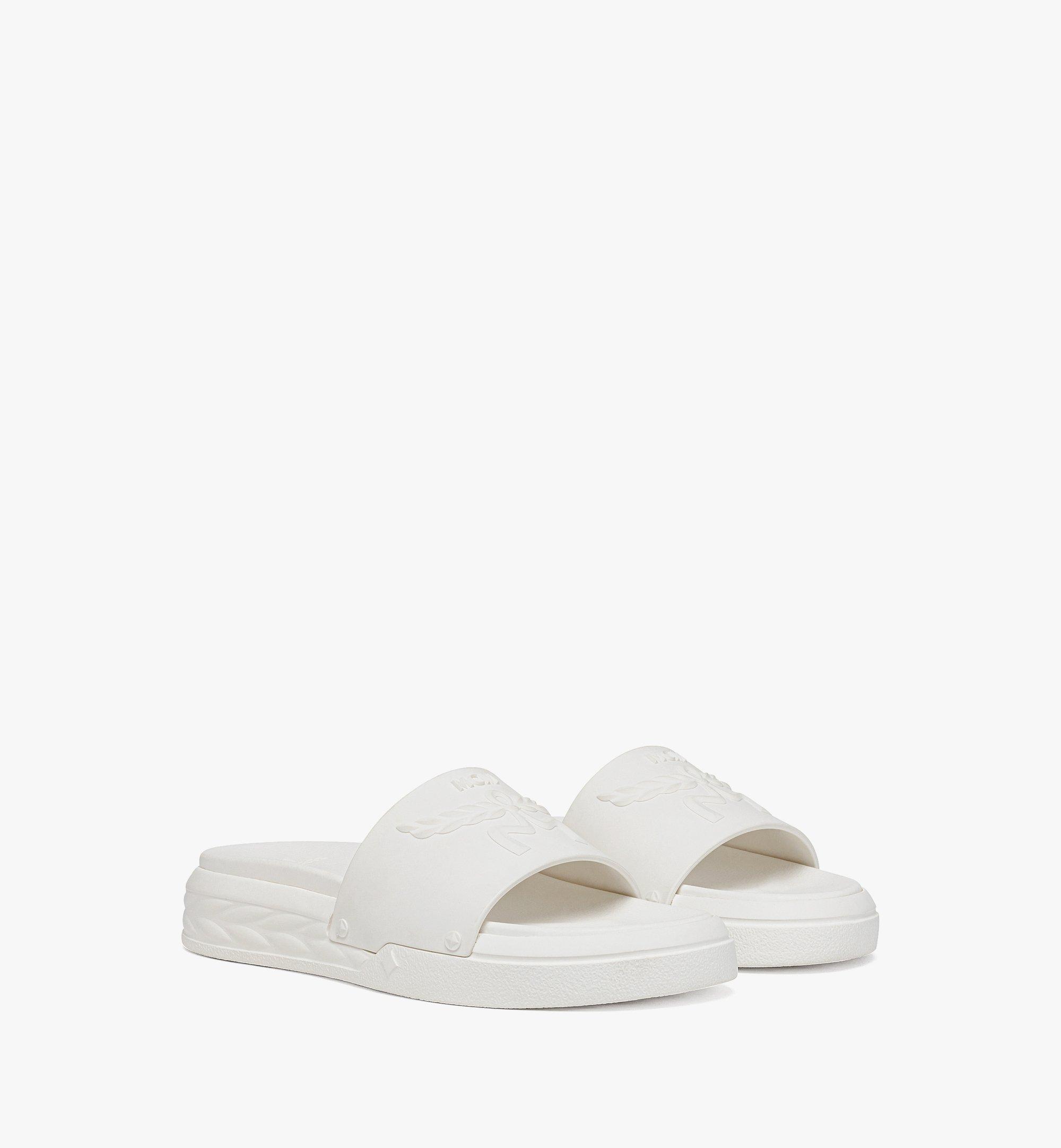 White mcm hot sale slides